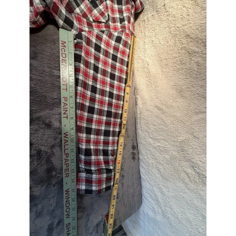 Gymboree Boys Fleece Lined Red Grey Black Checkered Flannel Shirt Size M 7‎ / 8